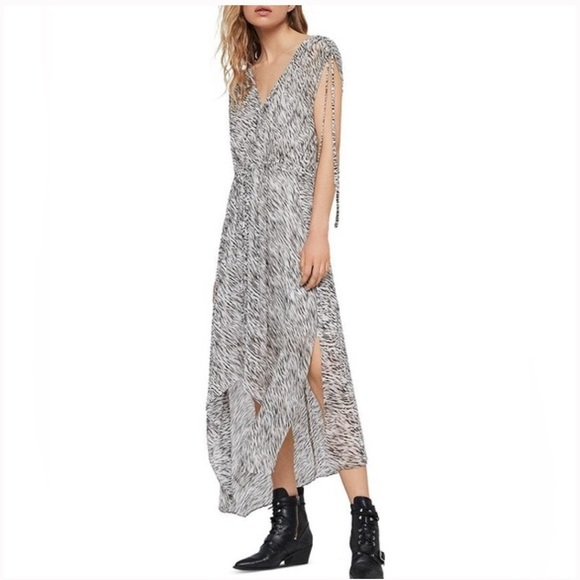 All Saints Kamala Zebra Print Dress size S - Picture 1 of 7